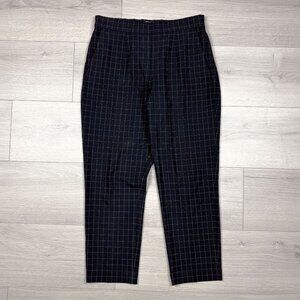 Aritzia Babaton Atelier Womens Navy Check Cropped Work Pants Size 6